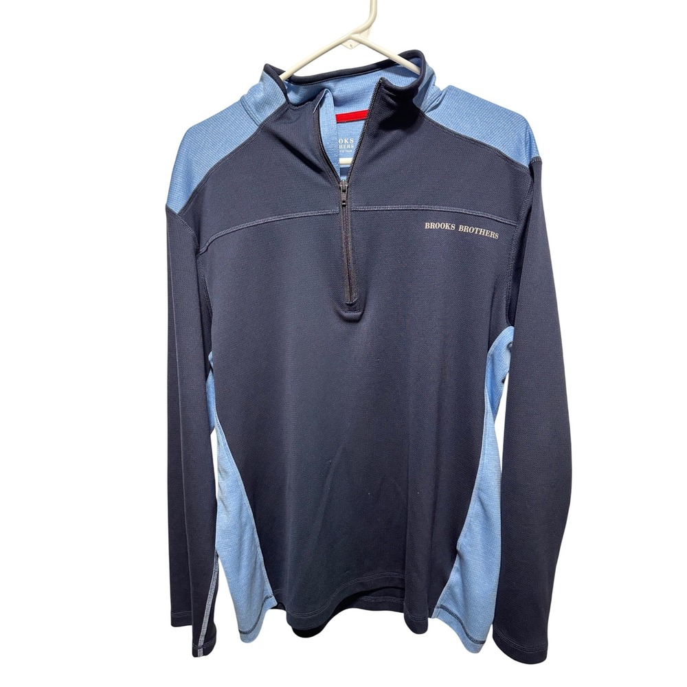 Brooks Brothers Mens Pullover Long Sleeve Athletic Golf Shirt Blue